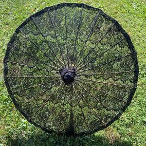 Black Lace Cotton Parasol, Black Lace Umbrella for Wedding